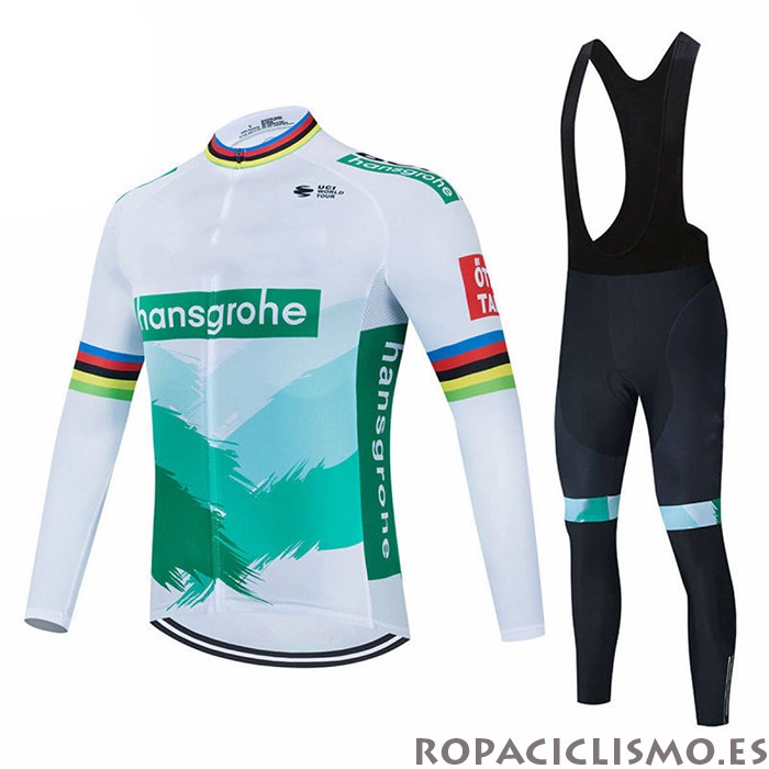 2021 Maillot Bora-Hansgrone Tirantes Mangas Largas Blanco Verde